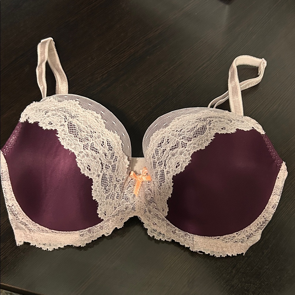 Victoria's Secret Purple and Cream Lace Bra